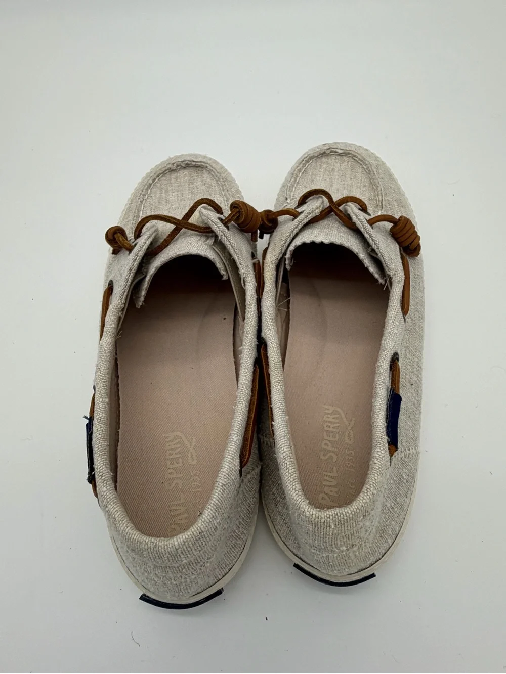 Sperry Casual Linen-Textured Boat Shoes in Light Beige Women’s size 10